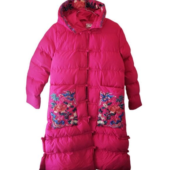 RSLD  Vintage Pink Embroided Padded Hooded Parka - Picture 1 of 4
